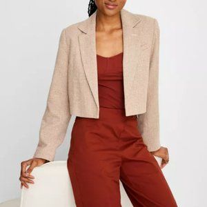 New Women's Long Sleeve Plaid Cropped Style Blazer size L Polyester - Wool blend